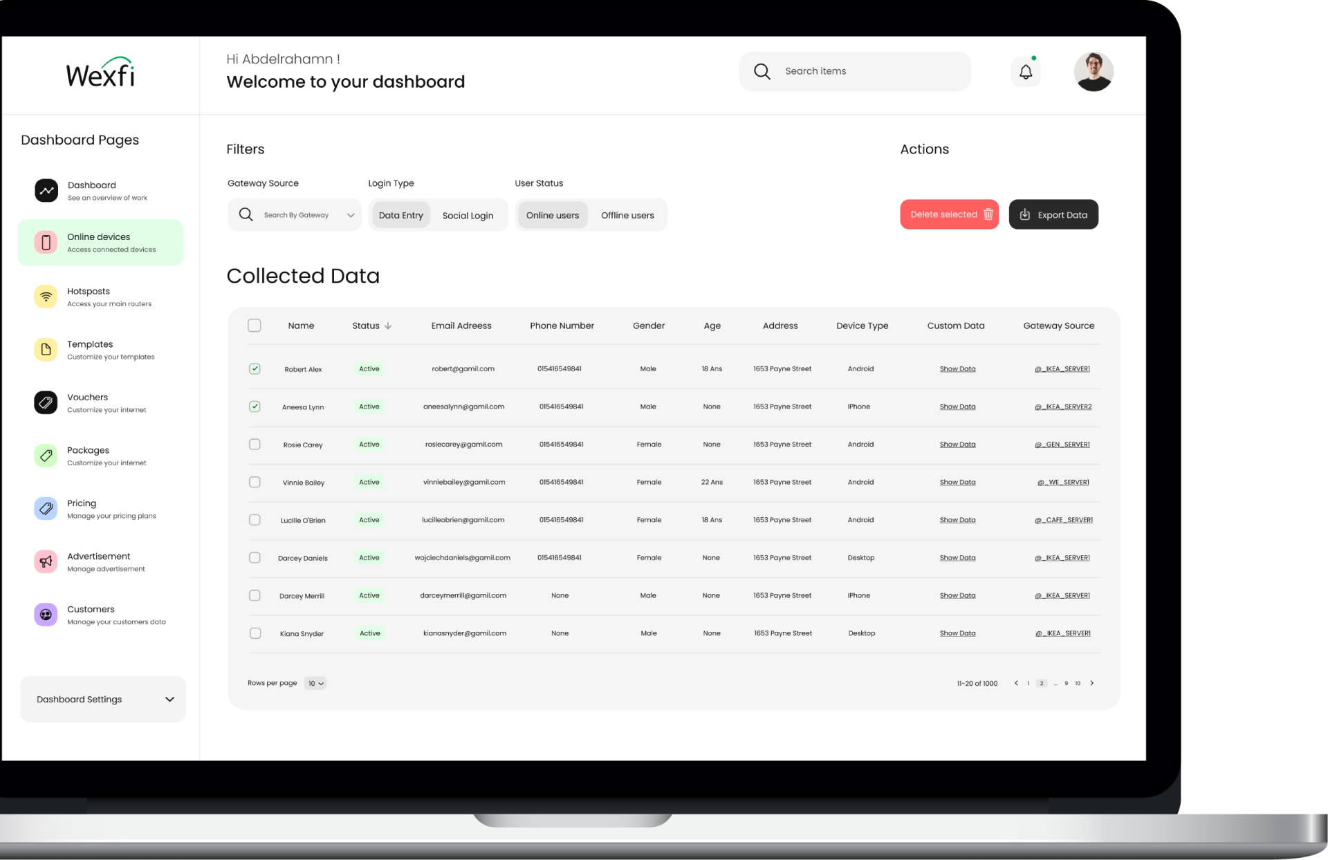 Laptop Mockup For Wexfi Network Mangement System