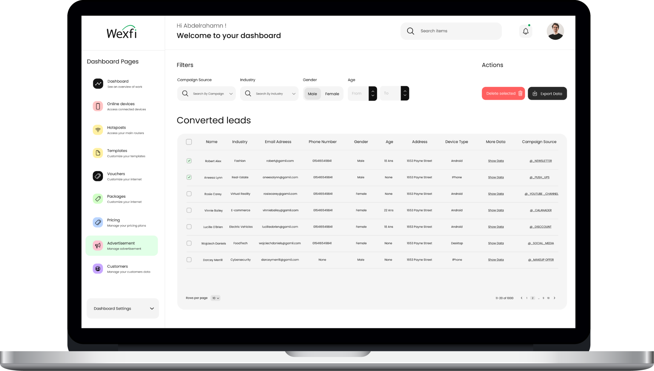 Laptop Mockup For Wexfi Network Mangement System